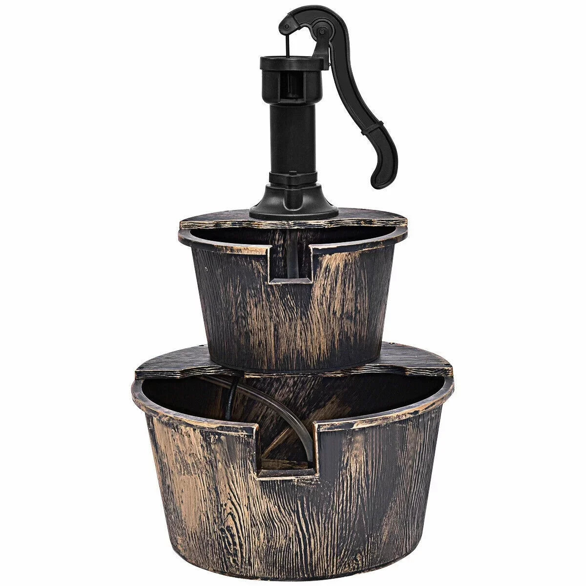 Fountain Pump Garden Barrel with | 2-Tier Outdoor Moisture Fountain Moisturefall Barrel