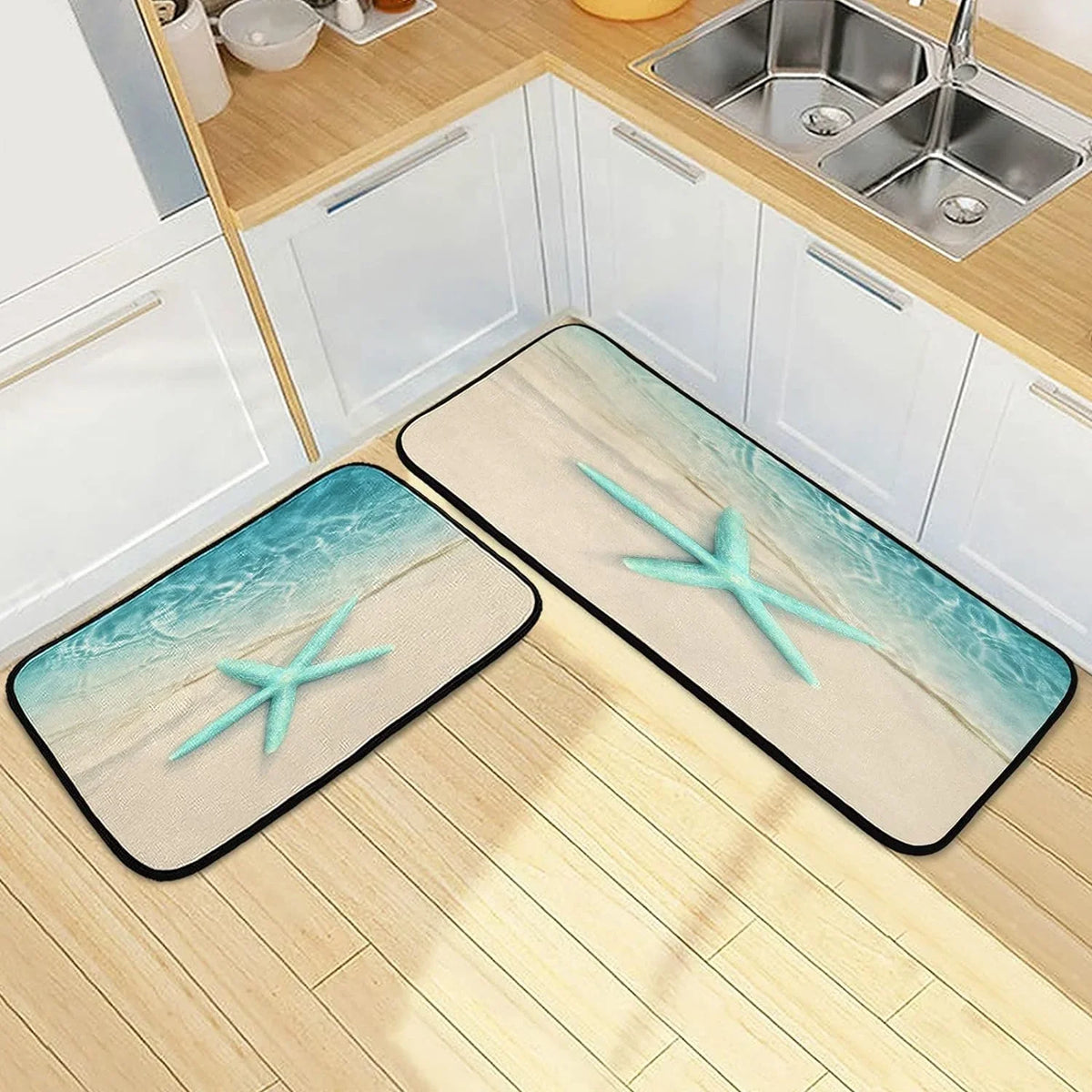 Perfect Kitchen 20x28inches Wave Home and Bedroom Washable + Living Ocean Gift Entryway Carpet Moisture Mats 20x47inches Floor Room Rug Runner for Rugs Starfish Beach Sea Area Decor