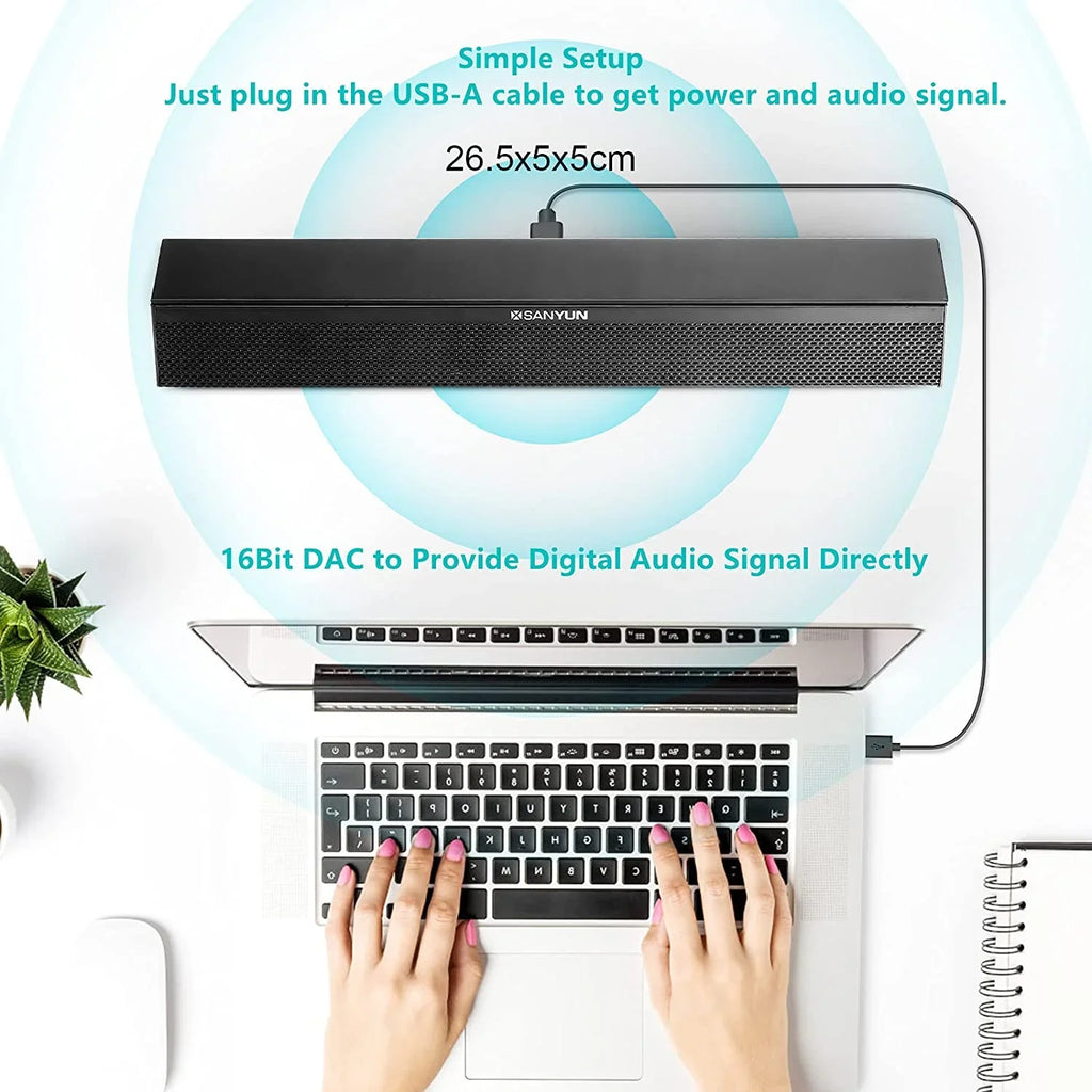 Sound Audio, Built-in for Bluetooth Speakers Mini Power for -A Connection 5.0, /Laptop/Tablet/Desktop/Smartphone Computer Bar, and 16-bit