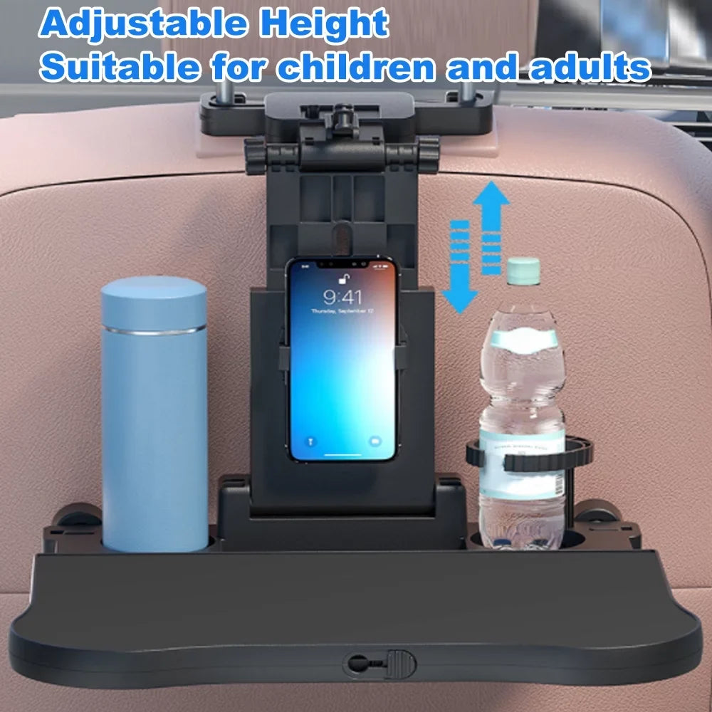 Seat for Back Multifunctional Phone with Adjustable Travel Working, Carevas Foldable Tray, Holder Table Food Eating Car Car Writing, Table Car Black Seat