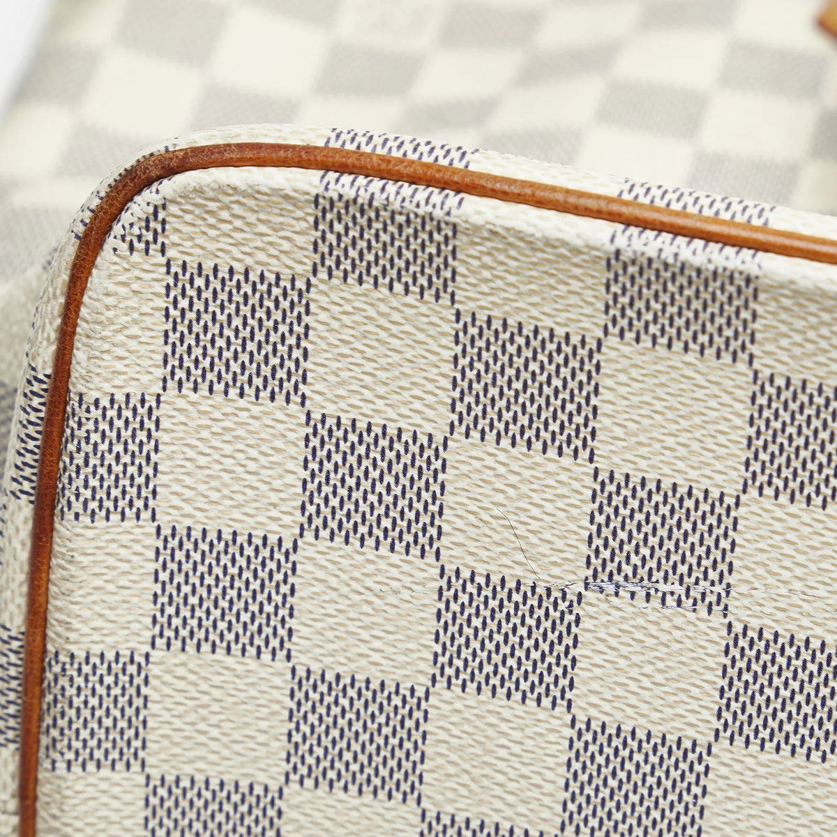 Bag Unisex Vuitton (Good) Azur Tote Louis White Pre-Owned Damier Canvas Authenticated Saleya