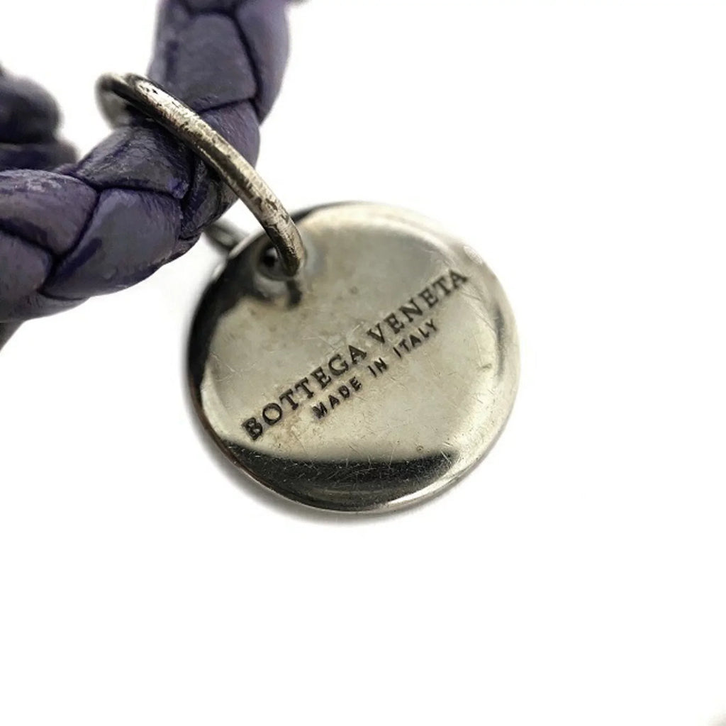 Purple,Silver Charm (Fair) Ec-14203 Pre-Owned Veneta Bottega Leather Bracelet