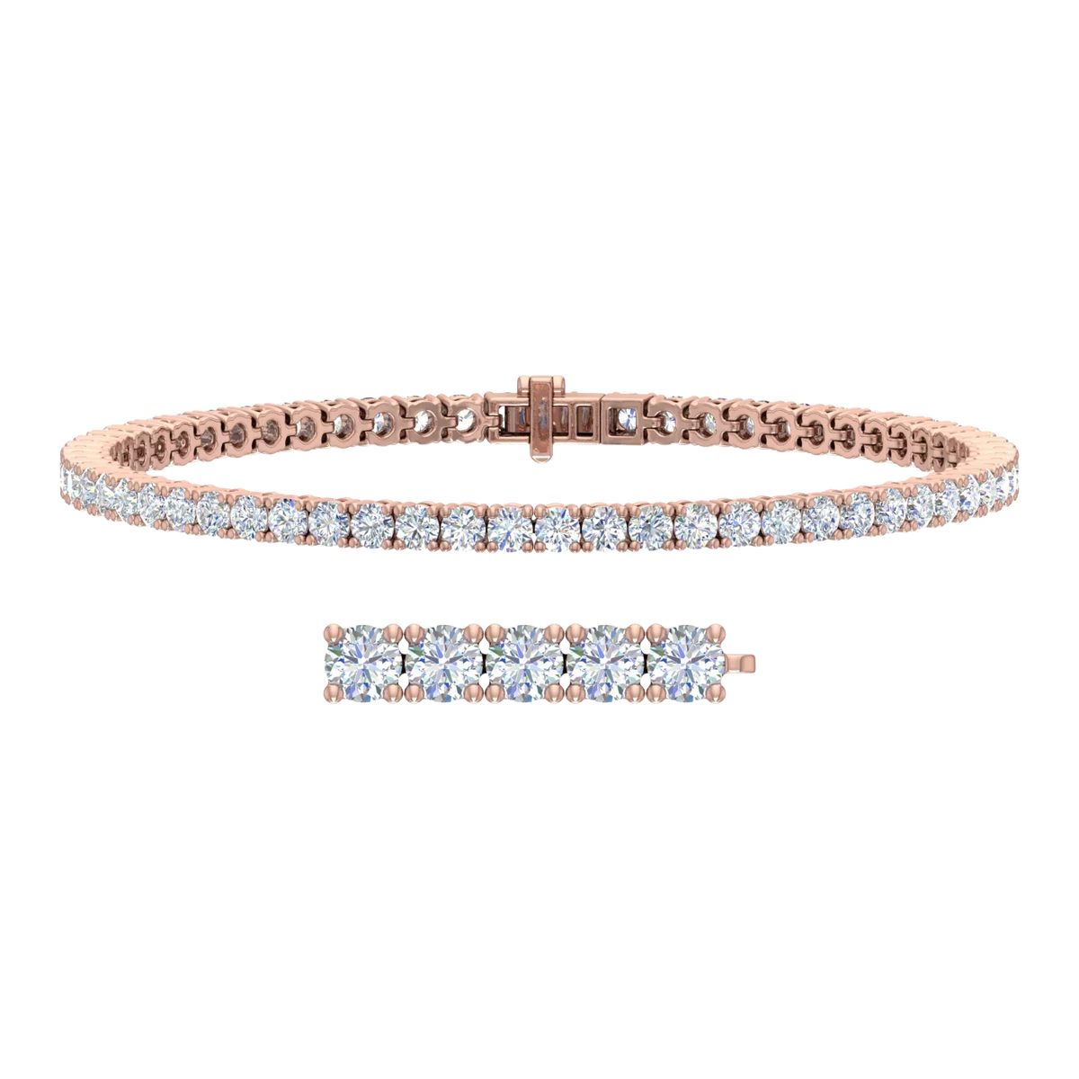 (7 Tennis Gold Bracelet in Diamond 14K 4 Rose Inch) Carat