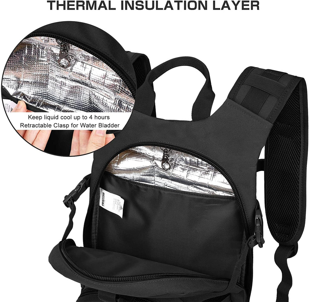 Waist Women Hydration Backpack Insulation, Daypack Hiking Running Adjustable Military Men with Moisture Cycling Bladder, Bag Thermal Biking 2L Free Pocket for Moisture Pack Moisture Fits Tactical