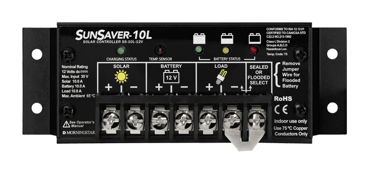 SunSaver -10L-12V 10A 12Vdc Morningstar Charge Controller