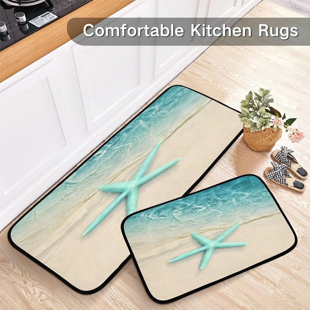 Perfect Kitchen 20x28inches Wave Home and Bedroom Washable + Living Ocean Gift Entryway Carpet Moisture Mats 20x47inches Floor Room Rug Runner for Rugs Starfish Beach Sea Area Decor