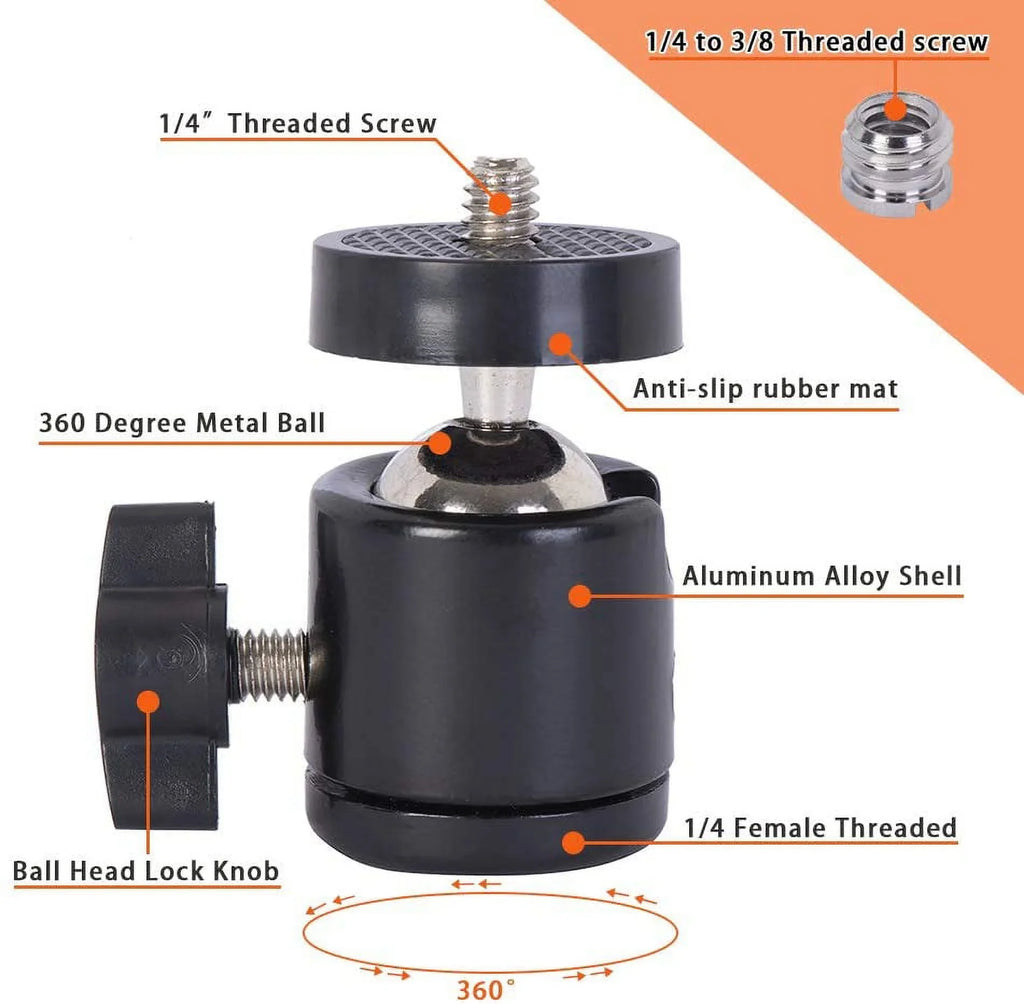 Pump Suction Kit Car Camcorder Holder Panorama 6" Professional w/ Vacuum Mounting Cup 360° Camera Mount, Vehicle
