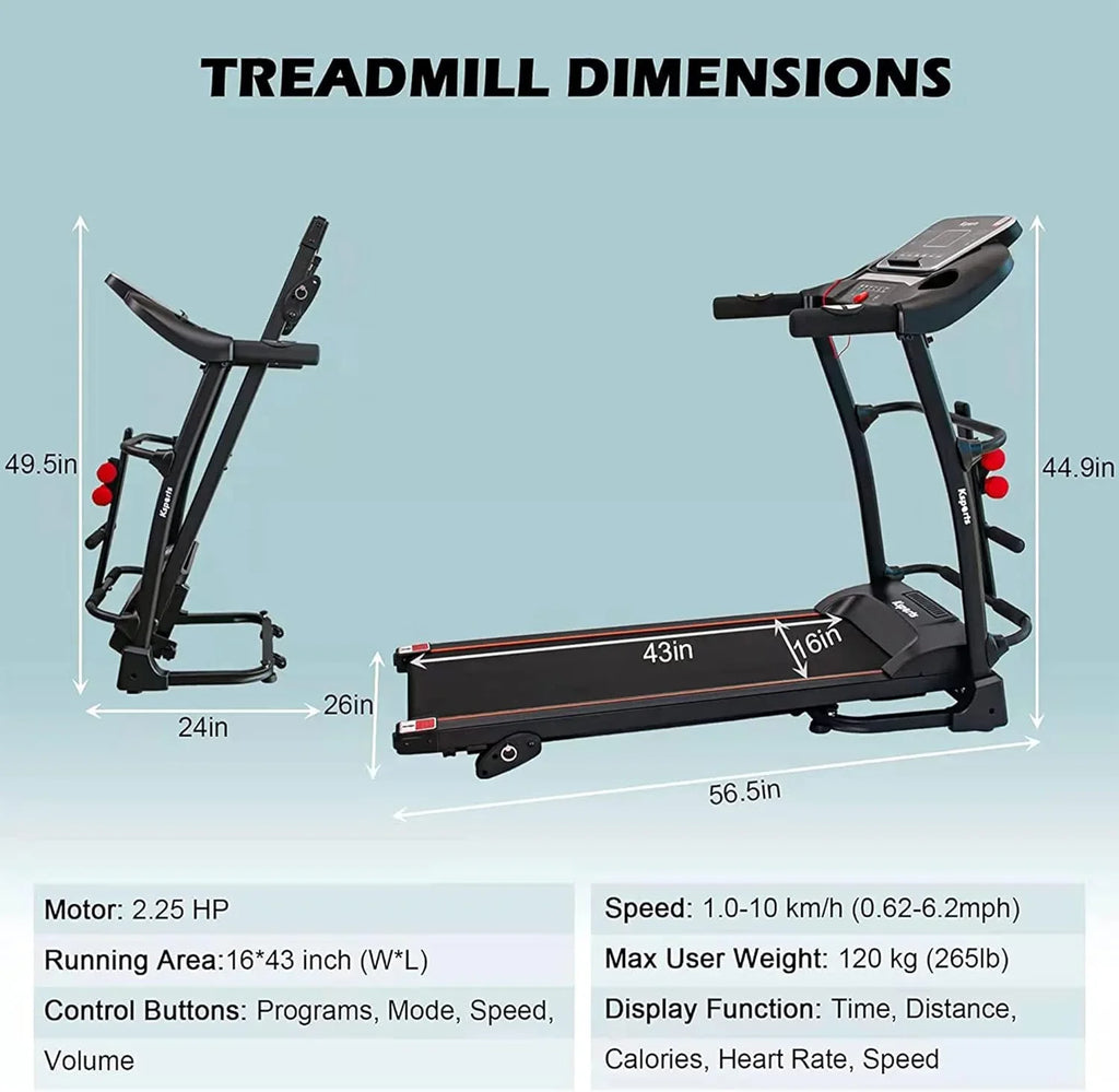 Treadmill Display, Portable With Inch Foldable Apps Equipment, Connectivity, For Home Black Bluetooth Gym And Fitness Tracking 16.5