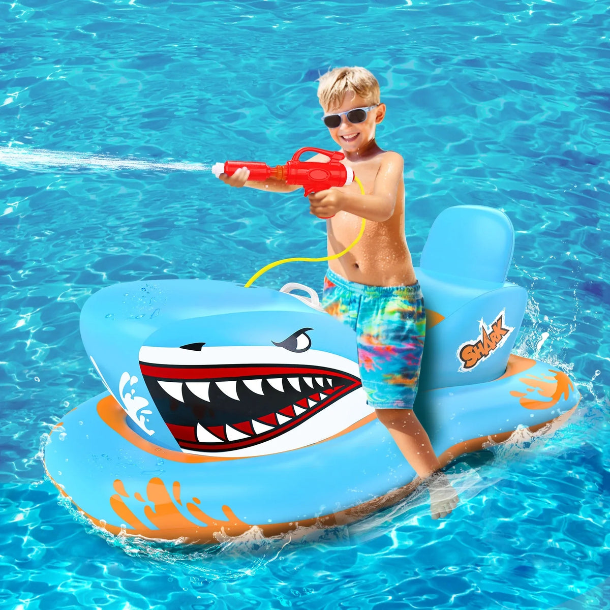 Ride-on Boys Pool Toys Pool Kid Kids,Shark Floats Age 3-12 Pool Moisturepistol Girls for with for Game
