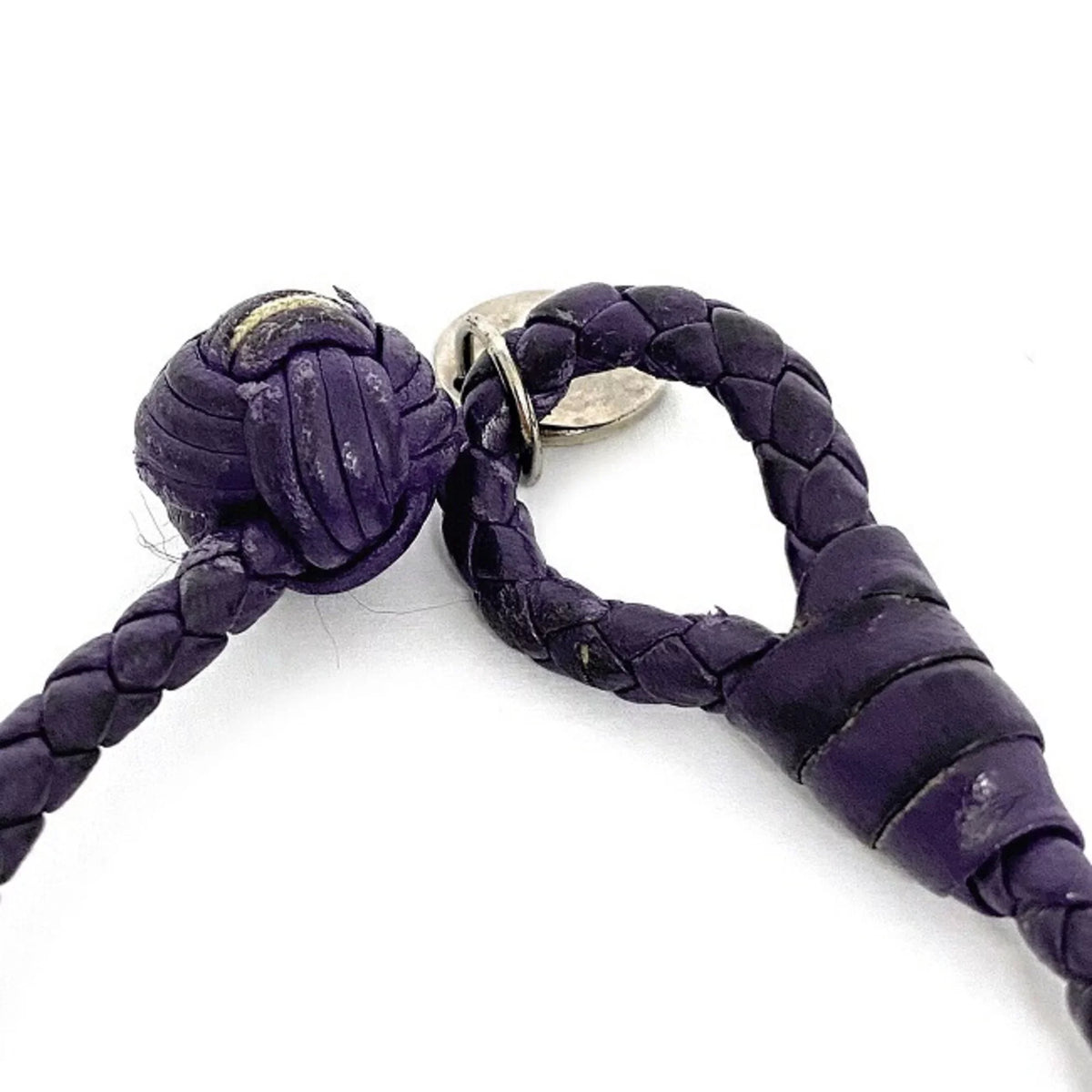 Purple,Silver Charm (Fair) Ec-14203 Pre-Owned Veneta Bottega Leather Bracelet