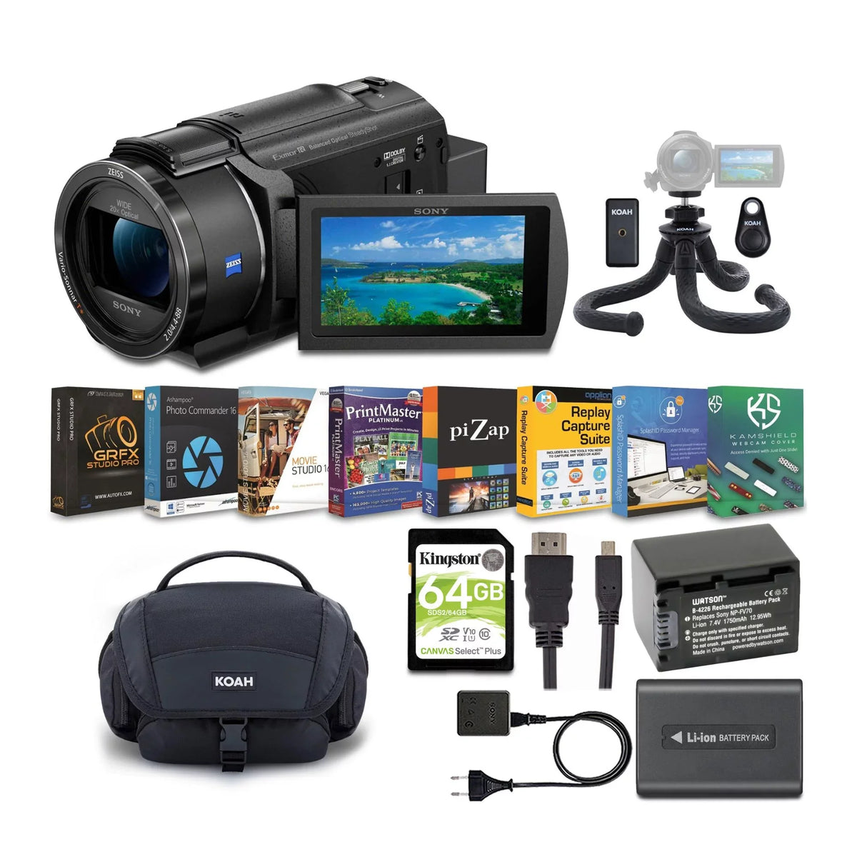 Camcorder Handyman with Bag, Accessory Sony Tripod Bundle -AX43 4K and