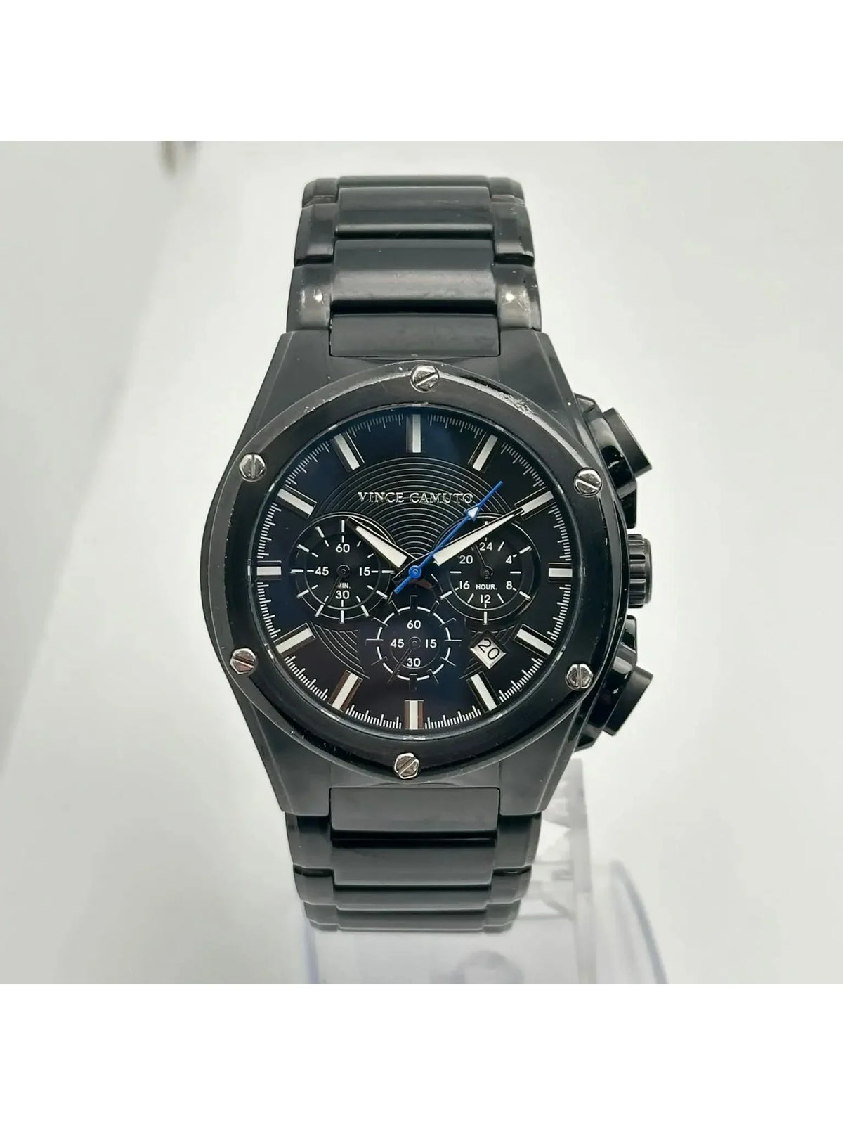 45mm Steel Watch Camuto Quartz (Good) /1065BK Black Dial Vince Pre-owned Mens
