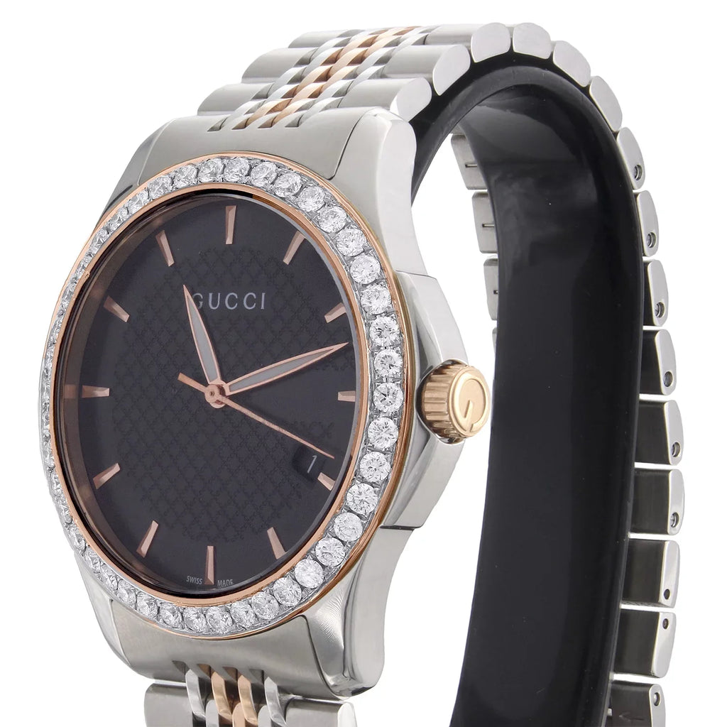 / Watch Diamond Tone Ya126410 Rose . 38mm G-Timeless Steel S. Gucci Two 2
