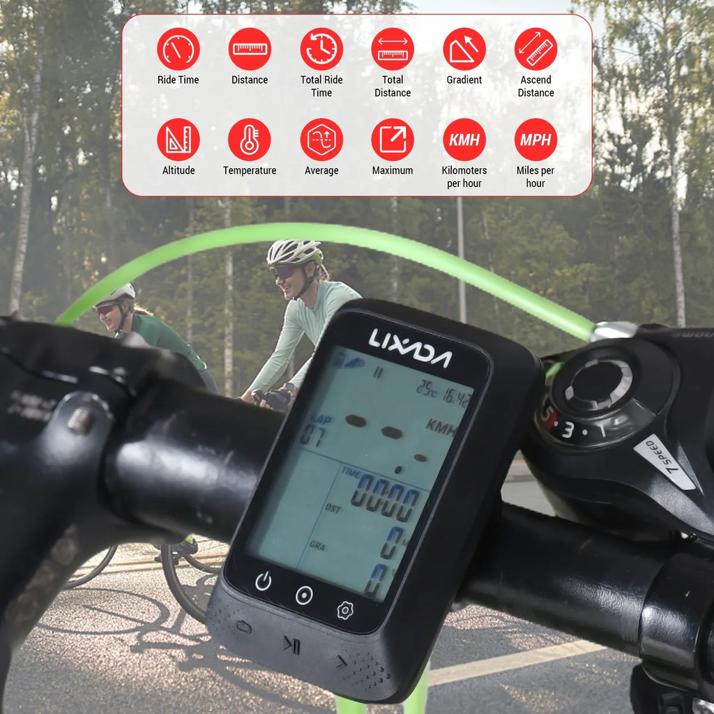 Bike Gradient + Wireless Altitude Fits Computer with Sensor Lixada 2.3in Strava Moistureproof