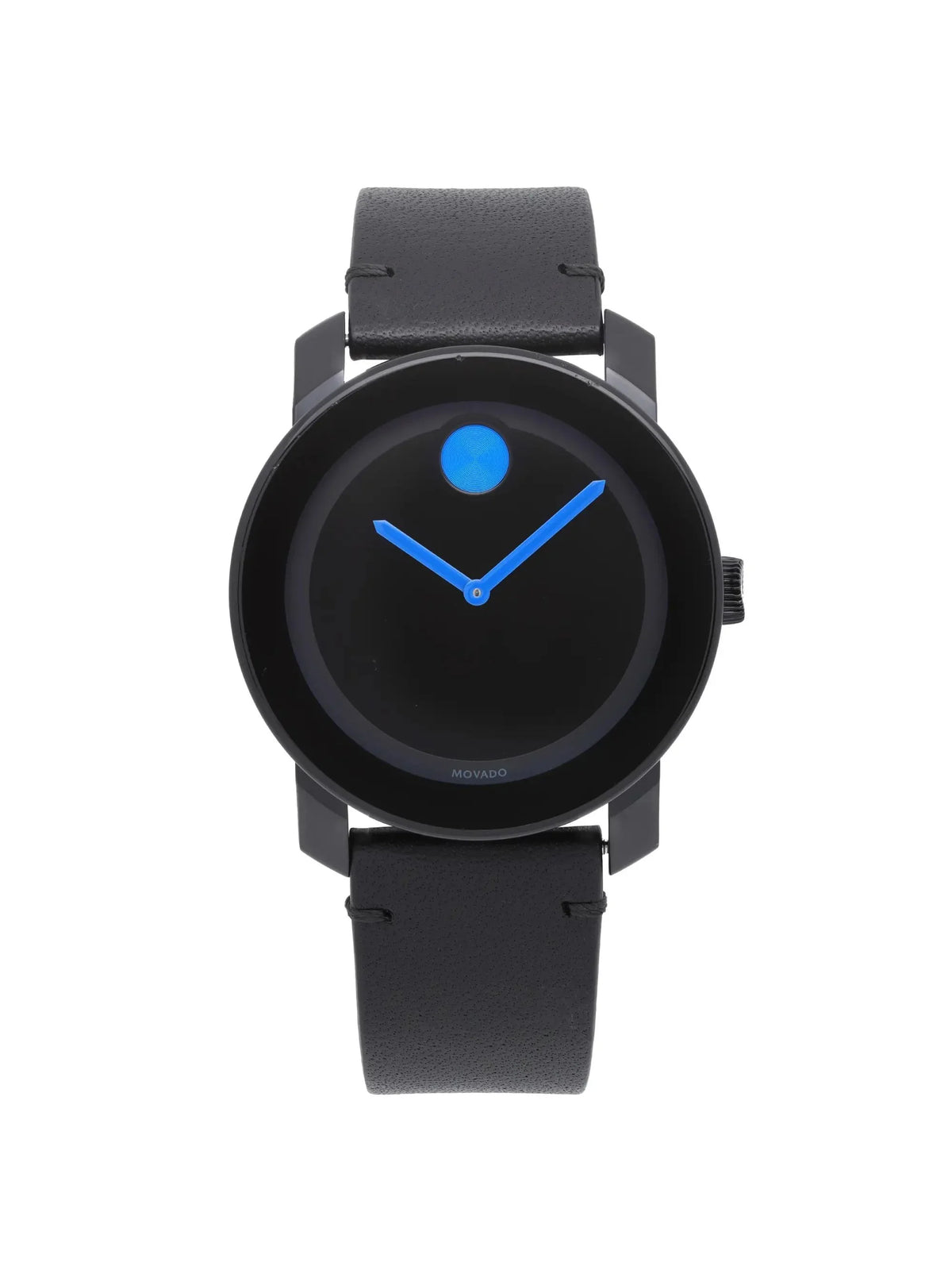 Pre-owned (Good) Black Leather Movado Quartz 3600307 Bold Watch Dial 42mm