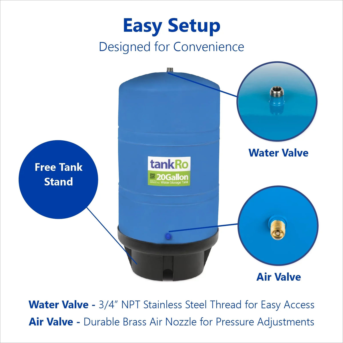 TankRO Expansion Tank Reverse Osmosis Gallon Moisture 20.0 Large Reservoir Tank Storage –