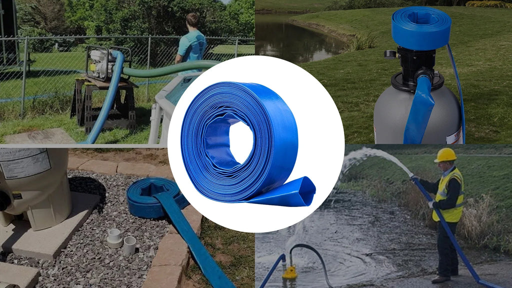 and Lay Discharge Clamps Chemical Filter Pool Premium Defensive 2'' Blue x Backwash with Climatic 50' Hose Hose Swimming Flat
