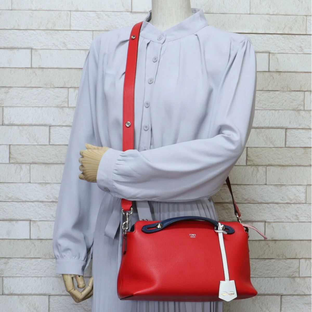 shoulder red leather (Good) ladies Fendi way bag visor Pre-Owned