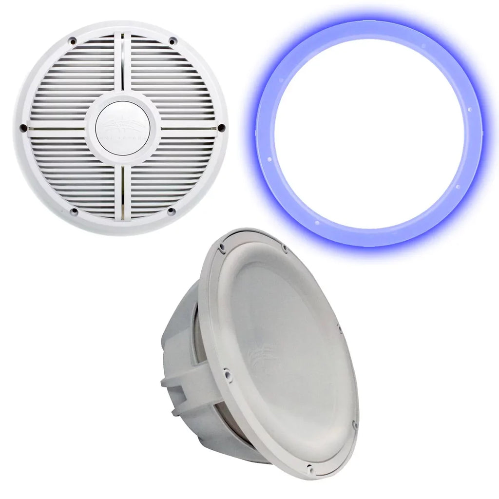 Ohm White - 12" Grill Subwoofer Ring Face Revo & 4 & Closed Wet Grill, Sounds - White Subwoofer,