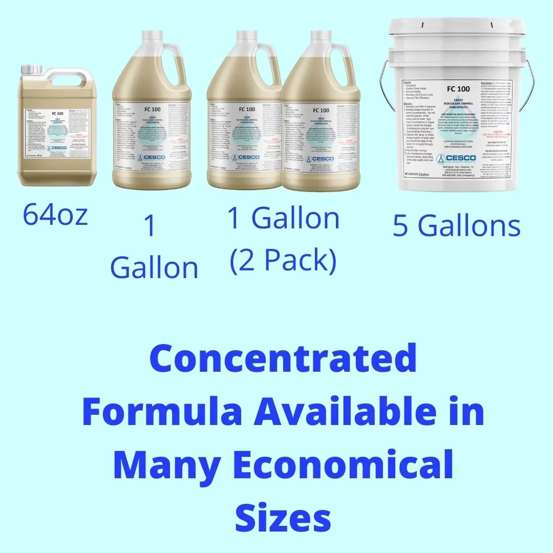 Oz 64 for Concentrated Pool - Clarifier Supplies Solutions Pool, Moisture - Spa Liquid Swimming -100 - Safe - Non-Toxic Eco-Friendly, Pond, Flocculant Cesco Chemicals Pool Cleaning