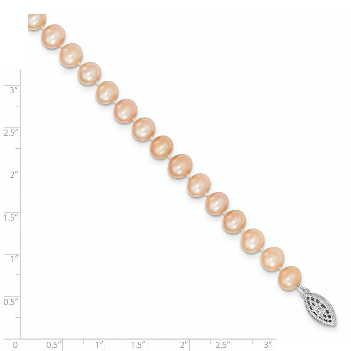 Freshwater Cultured Bracelet Silver Silver Pink 6-7mm Primal Pearl Sterling Rhodium-plated