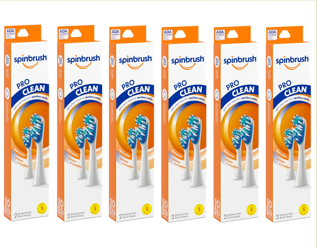 Each Spinbrush Soft Arm - 6 in Hammer Replacement Pro Heads & 2 Brush Clean Pack