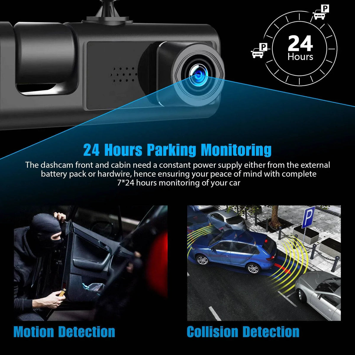 Dual Lens Video Recorder Cam Camera Dash G-sensor Front/Rear/Inside 1080P Car