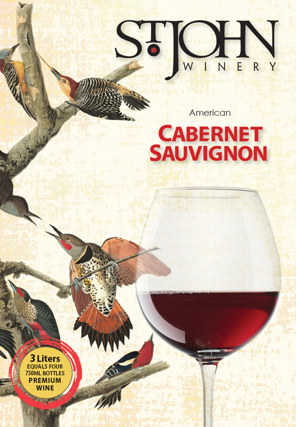 Each 13.5% Winery Red , Wine, John Servings-150ml -20 St. Sauvignon Cabernet Box Arkansas, 3L