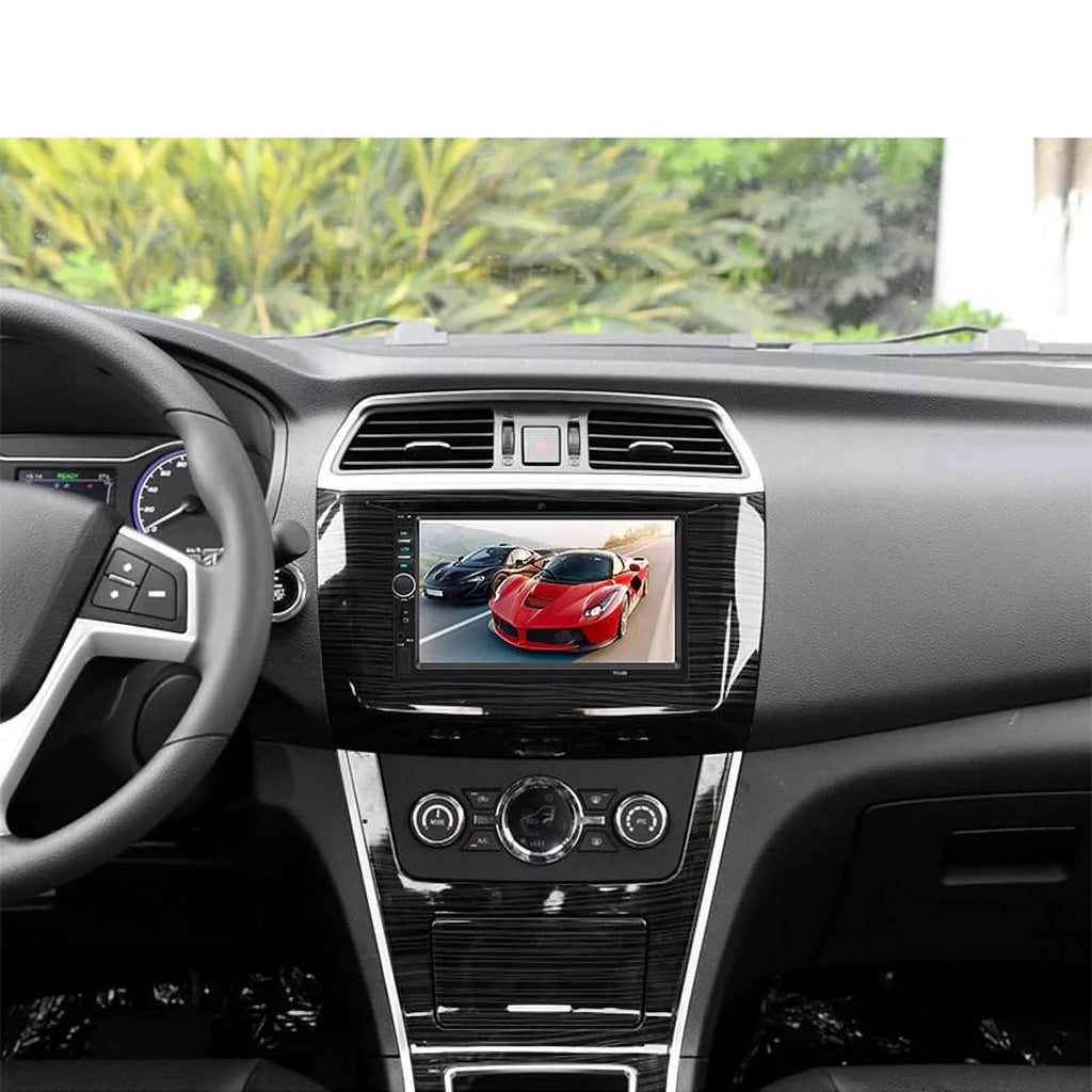 with Backup Link Radio with Audio MP5/4/3 7-inch Function Mirror Polarlander Multimedia Car Double Car Camera Screen Stereo Car Din Bluetooth Touch Player 4LED