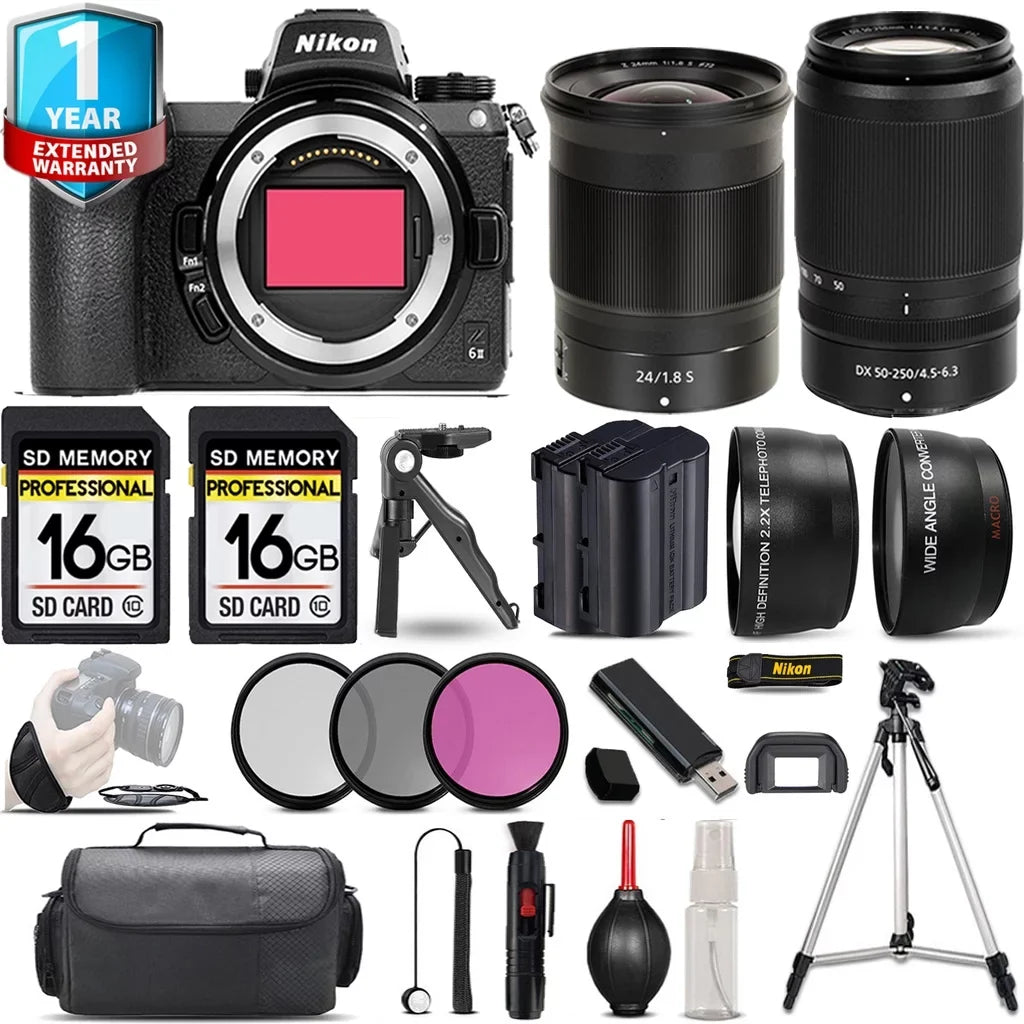 32GB- + Lens Camera f/1.8 Kit Filter f/4.5-6.3 Z6 50-250mm Set Nikon S 24mm Lens + 3 Mirrorless + with