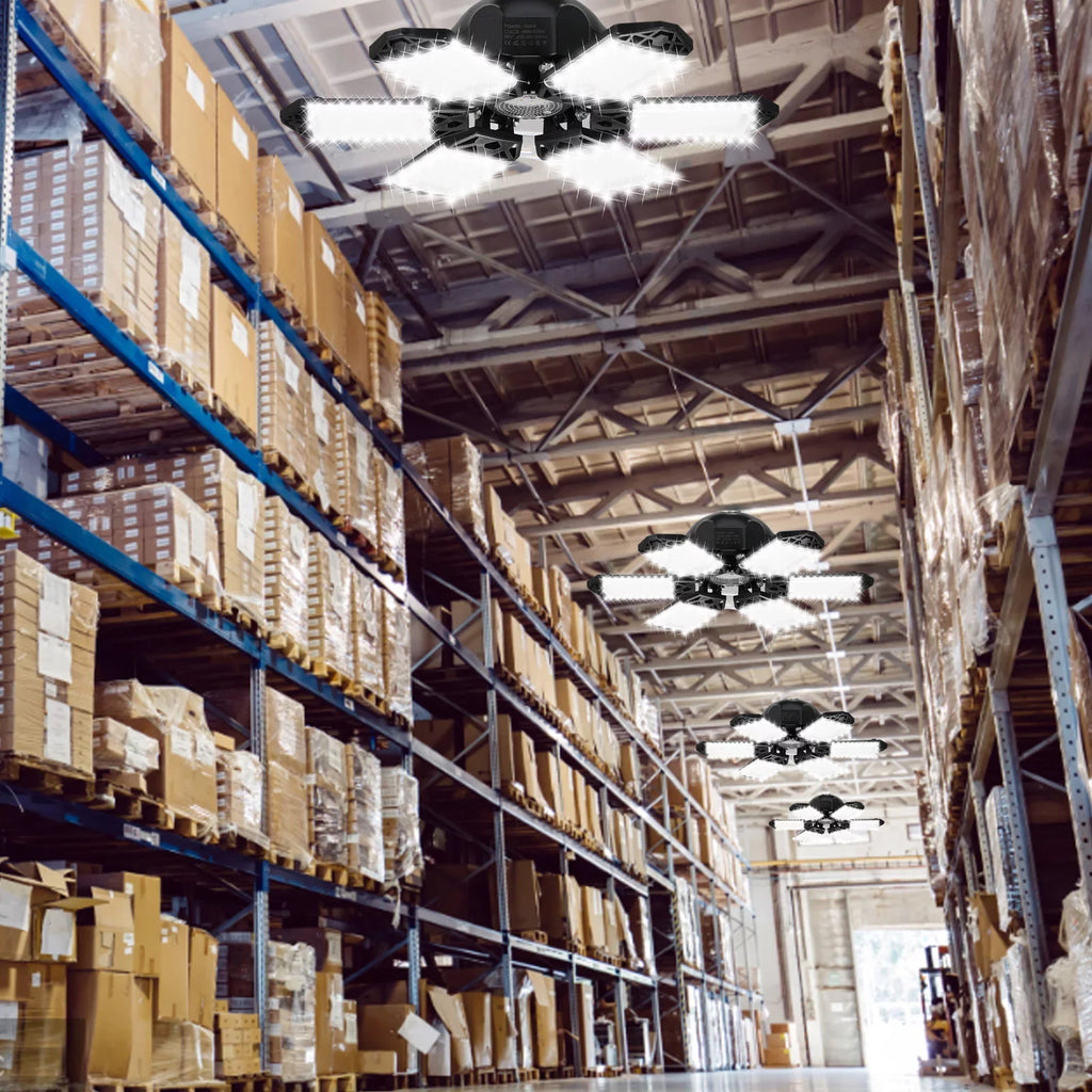 Folding Base with Deformable Adjustable 160W A Workshop 152LEDs 6 Light Basement Garage Gym Kit Ceiling Garage C85-265V Holder Lamp Panels Warehouse 2PCS Neoglint for Foldable Socket E26/E27