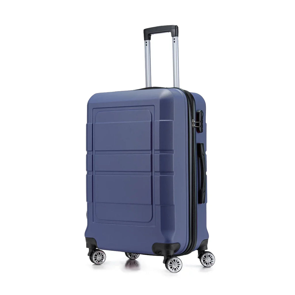 Blue Luggage Lock Wheels Expandable Durable Double Sets + Suitcase