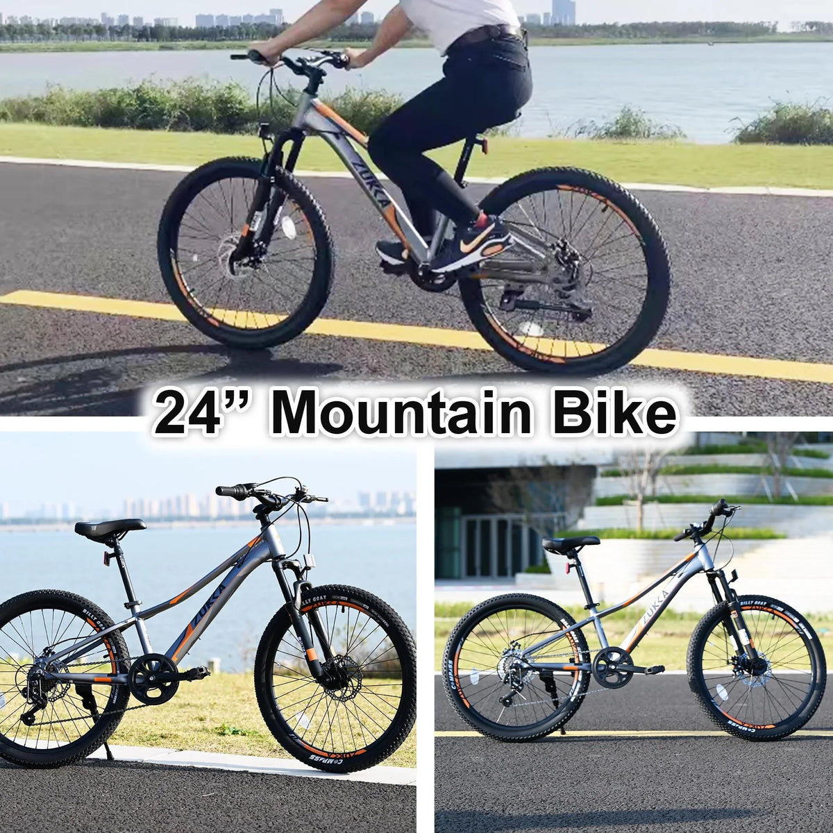 Assembled, Boys, 85% 7-Speed 24 Kids Mountain Brakes, Disc inch Girls Gray with and for Bikes Shimano Mountain Bicycle