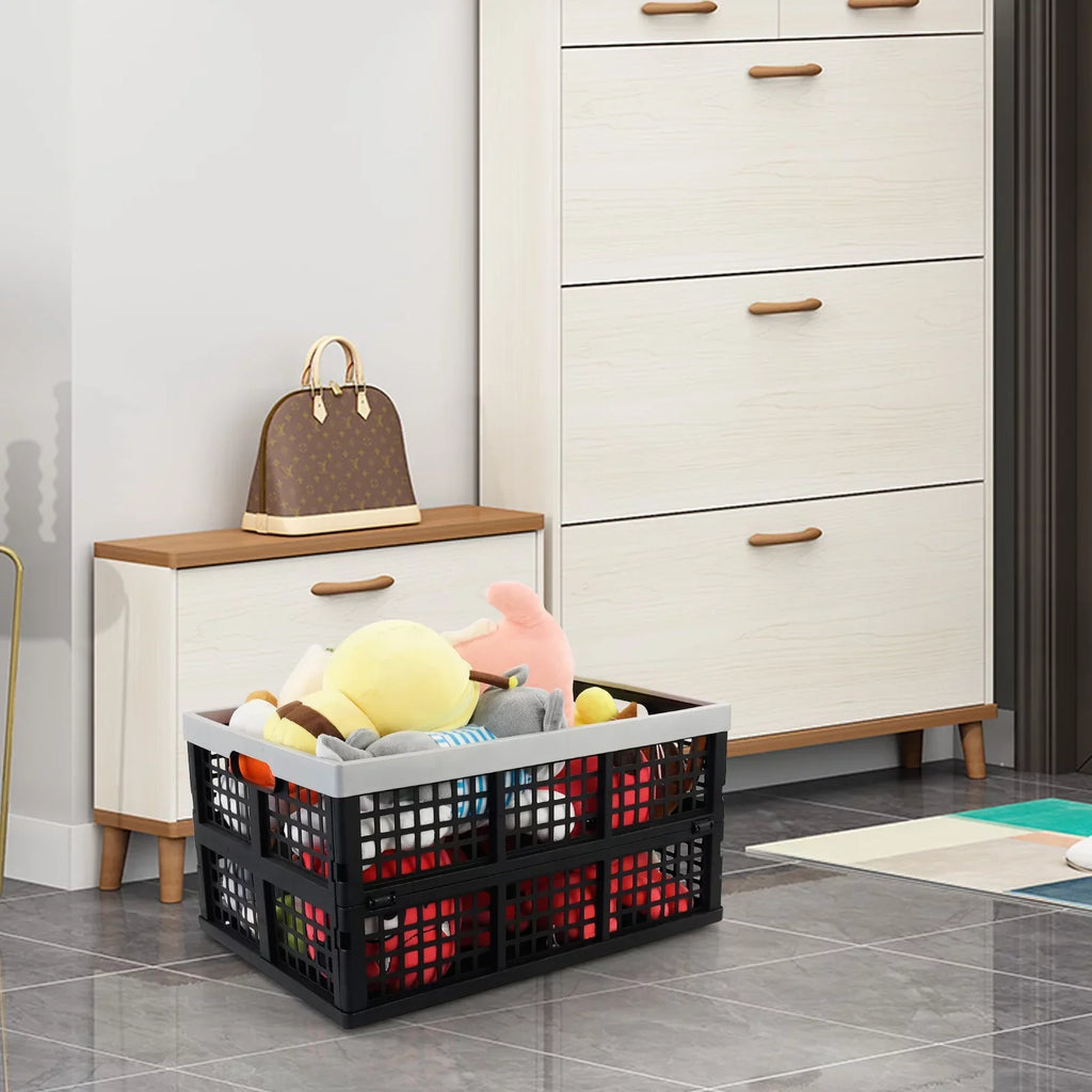 Crates, L Plastic 42 Storage Pack Crate Ponpong Storage, Folding Collapsible 2