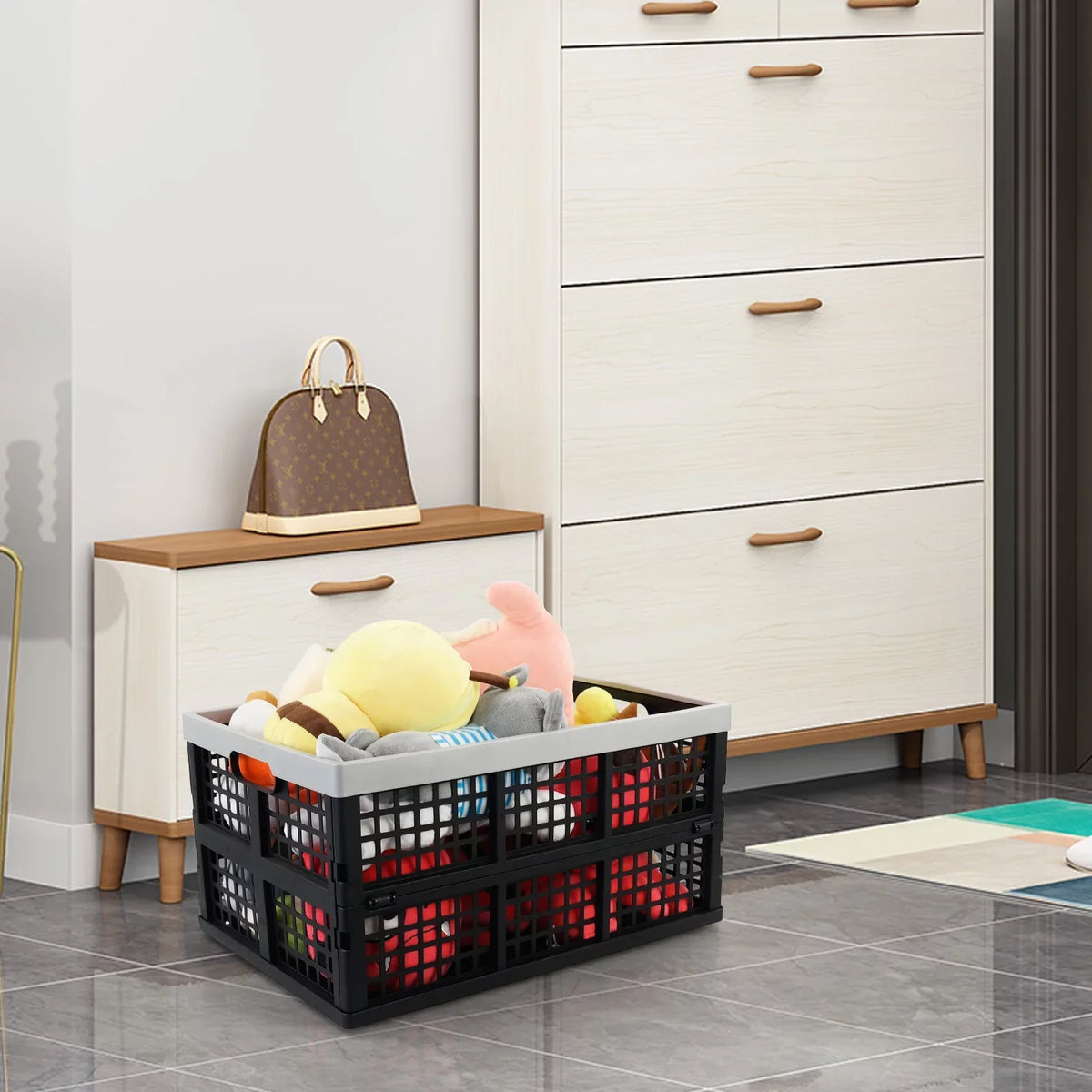 Crates, L Plastic 42 Storage Pack Crate Ponpong Storage, Folding Collapsible 2