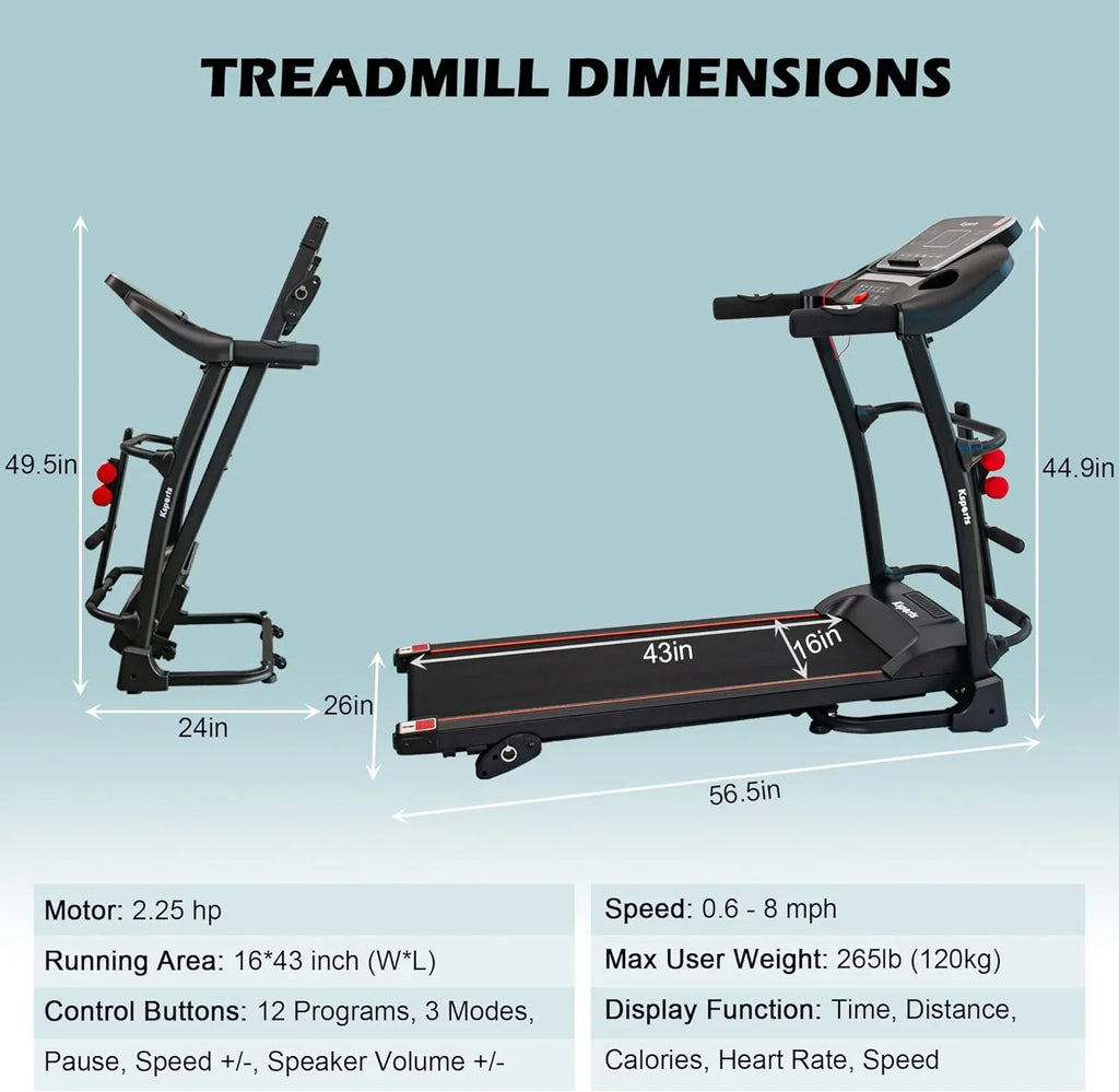 Treadmill Display, Portable With Inch Foldable Apps Equipment, Connectivity, For Home Black Bluetooth Gym And Fitness Tracking 16.5