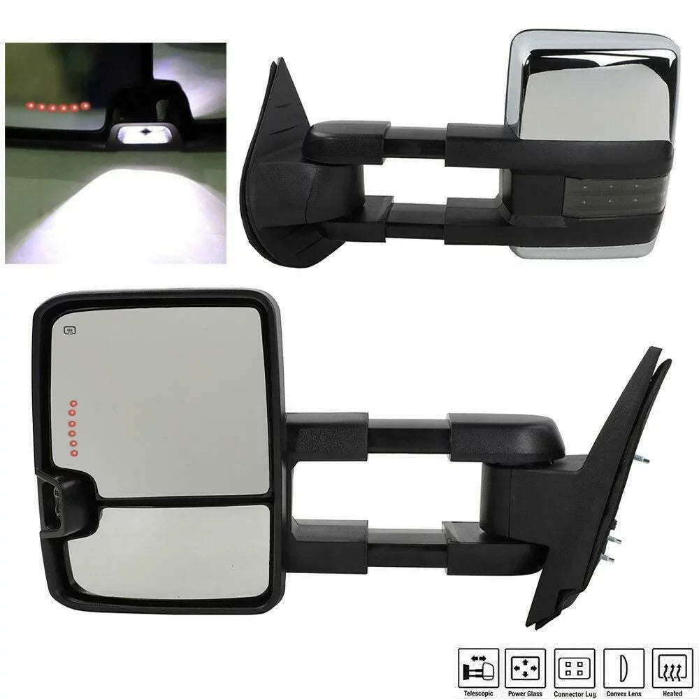 Gmc Chrome Heated Mirrors Led Signal&Backup Power Chevrolet Towing For Lamp