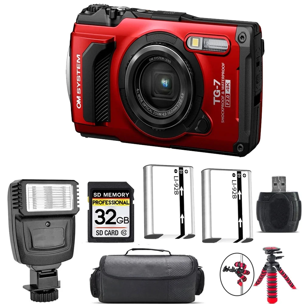 Tough Extra (Red) + Kit Battery Olympus Flash Camera - 32GB Digital -7 +