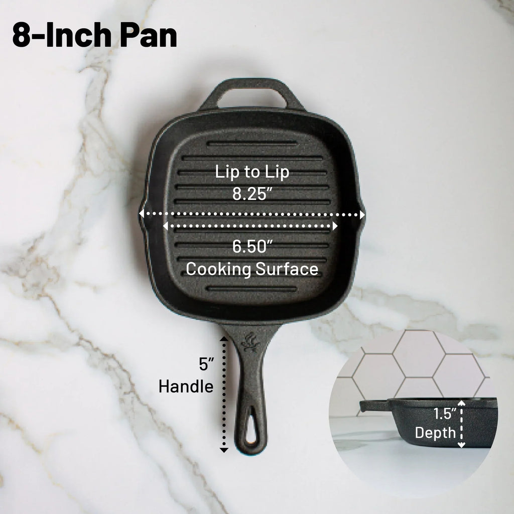 Medium Square Cast Grill Iron Inch 8 Pre-Seasoned Backcountry Pan Iron