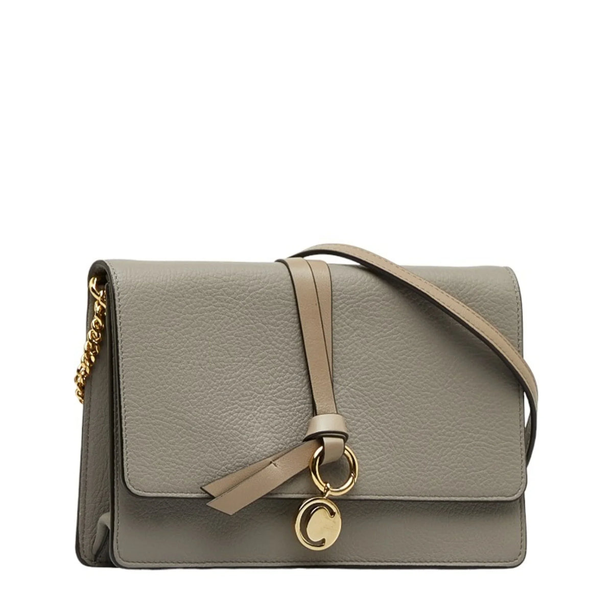 Chloe Chain Bag (Good) Leather Gray Chloé Shoulder Women's Pre-Owned Alphabet