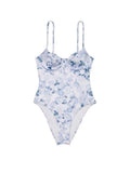 Wicked Piece Blue Secret New White Toile M/L Swimsuit Victoria's 1 Essential Rose