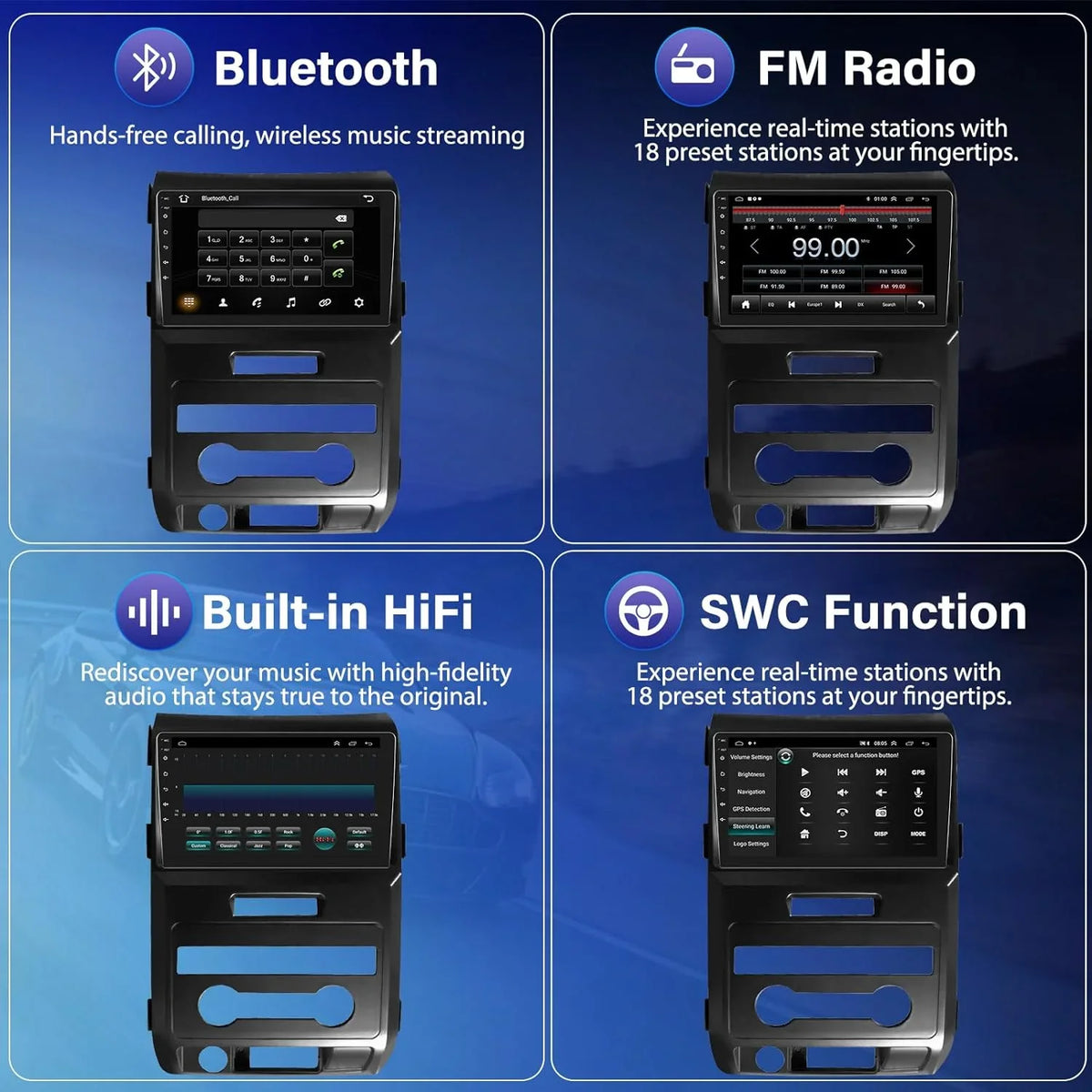 with Ford 2011 for Raptor Stereo 2009 Radio, 2010 Navigation /WiFi Car Android Auto Car CarPlay Touchscreen F150 Wireless with 9” Radio Camera& 11 Backup Bluetooth Android 2012