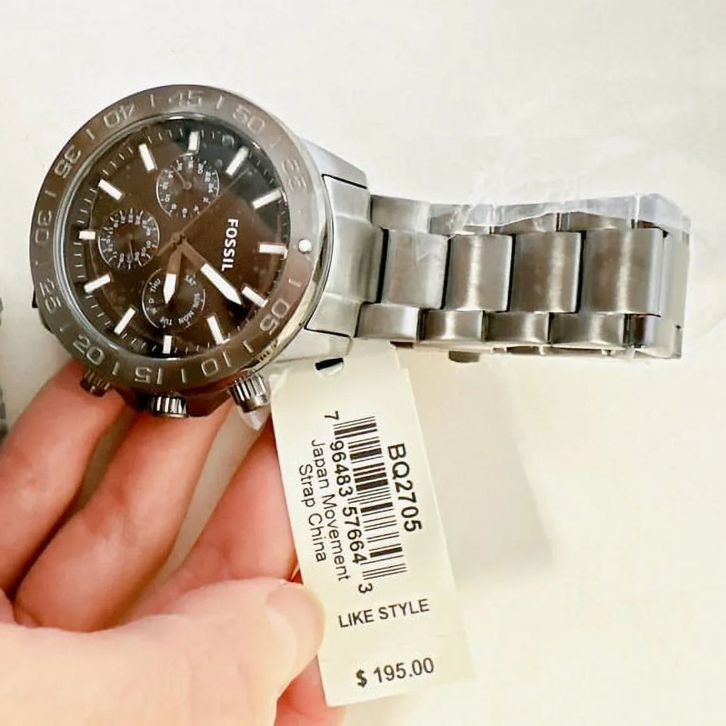 Bannon Stainless BQ2705 Smoke Multifunction Watch Fossil Steel