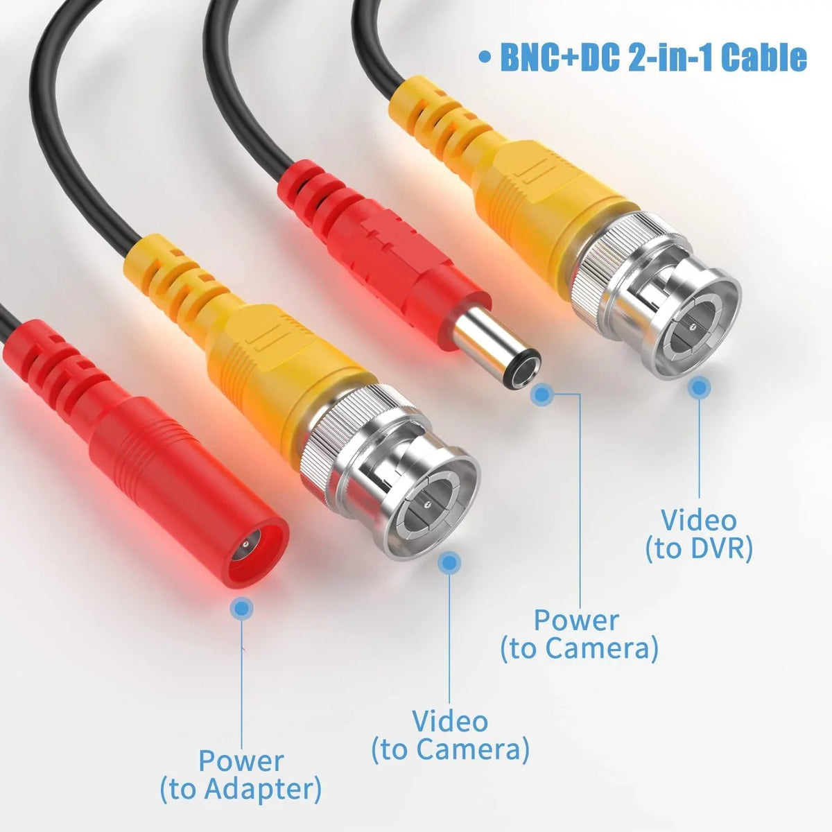 Power Camera 100 Security 4 K- and Black feet Cable Universal Pack Pre-Made Video Cord of Wire 2-in-1 Siamese