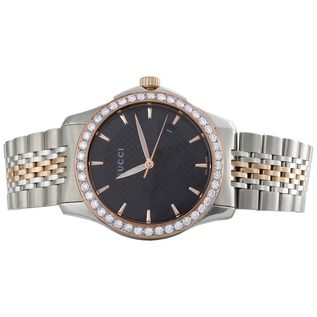 / Watch Diamond Tone Ya126410 Rose . 38mm G-Timeless Steel S. Gucci Two 2