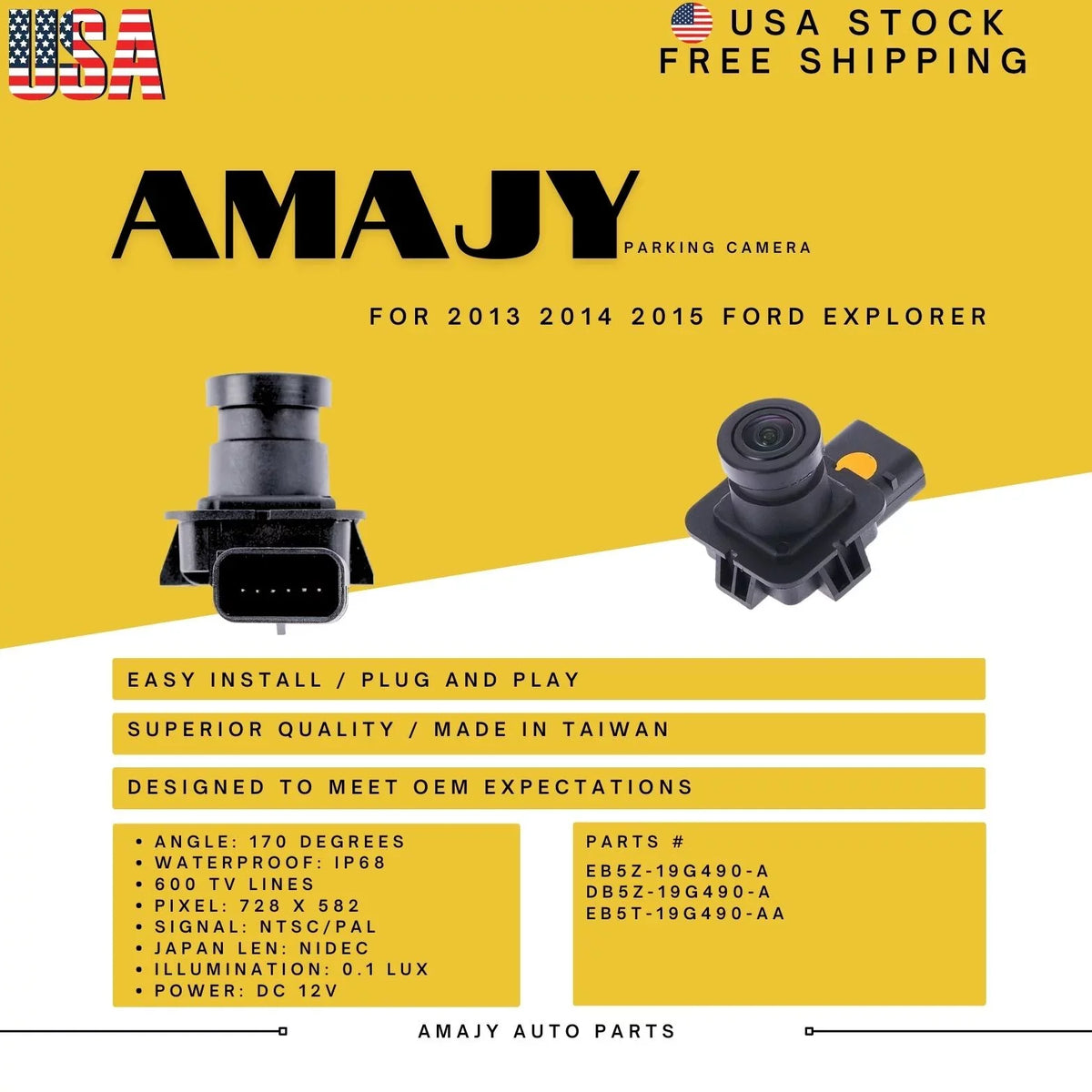 for 13-15 Explorer Ford EB5Z-19G490-A DB5Z-19G490-A Camera EB5T-19G490- Replaces Backup