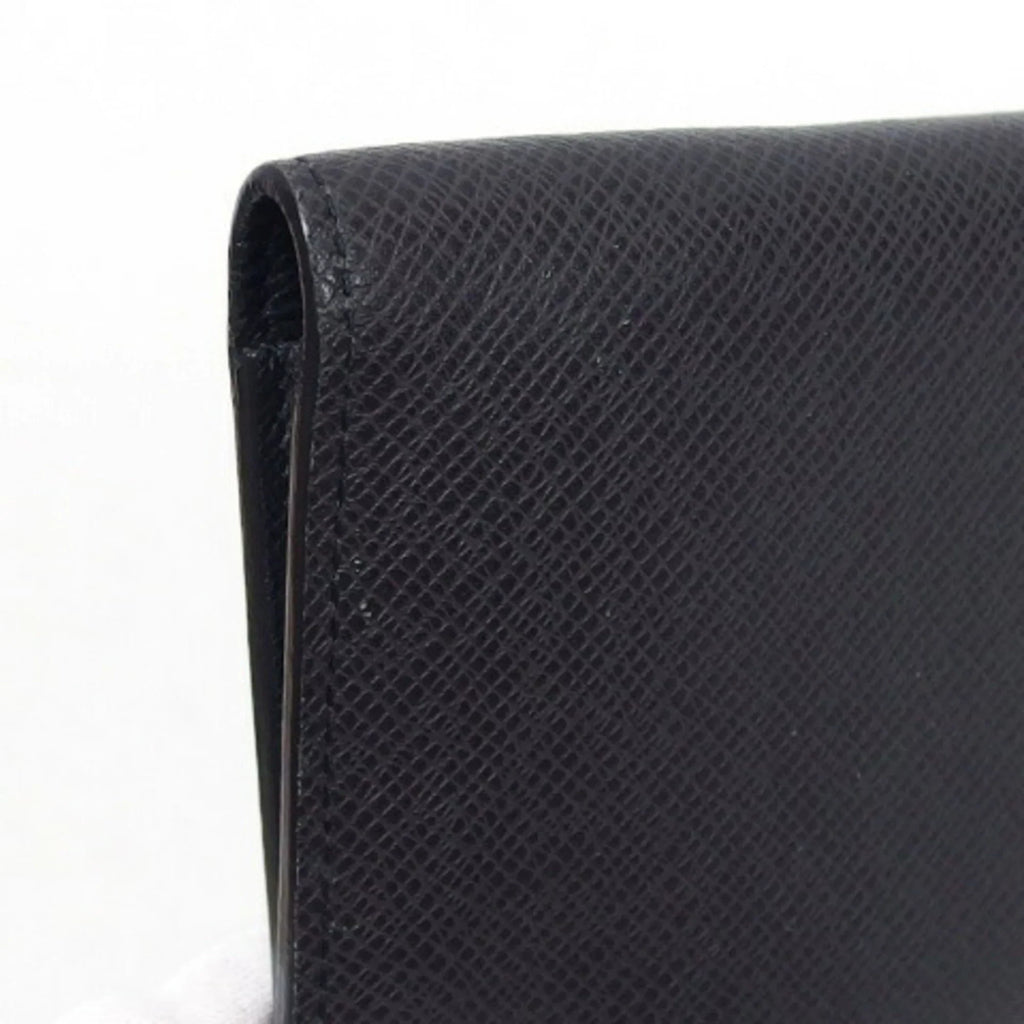 Pre-Owned Wallet (Good) Long Vuitton Black Bifold Billfold Taiga Louis