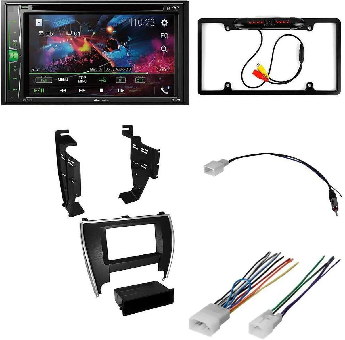 with 6.2" Receiver / Camera/Installation 2015-2016 Digital Bundle for W/ Double Kit/in-Dash Toyota Media Camry Bluetooth/Backup KIT4954 Stereo Touchscreen / Car Pioneer