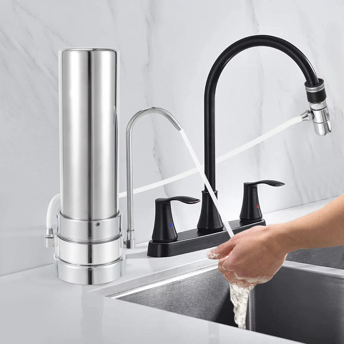 System Filter Filter Stainless Silver Tap Filtration Drinking Countertop Sink Moisture