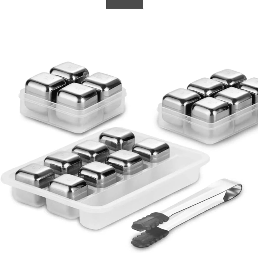 Reusable Whiskey Scotch, Steel Rum 6 Cubes Stones, Chiller Rocks Chilling Metal (Size Moistureless Set of Vodka, Ice Ice Whiskey pcs for with Ice Wine 4/6/8 Box, Cubes : Dilution for Drinks Stainless No
